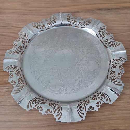 Stainless steel vintage serving tray from America used with NY stamp