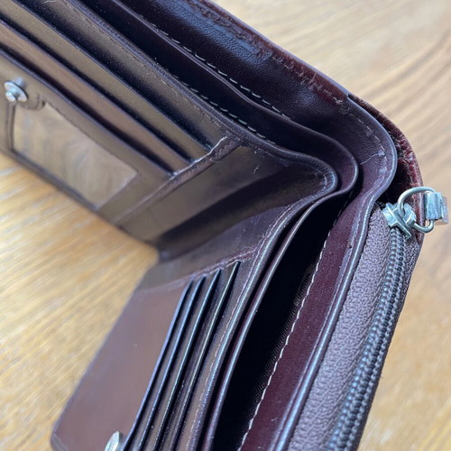Omega wallet used brown with coin and card compartments