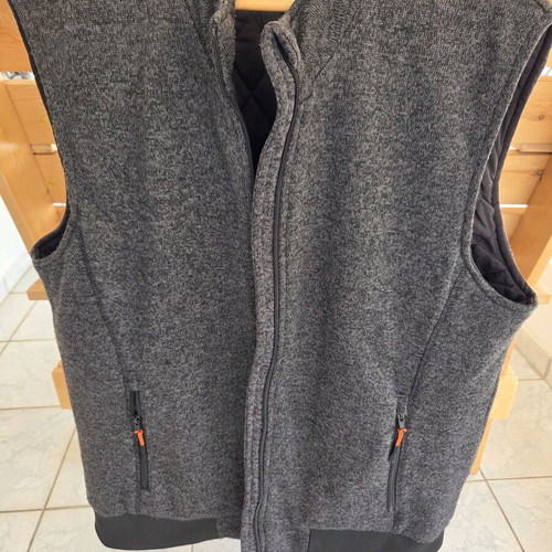 Unisex Sleeveless Jacket gray with orange pocket details like new