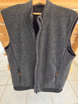 Unisex Sleeveless Jacket gray with orange pocket details like new