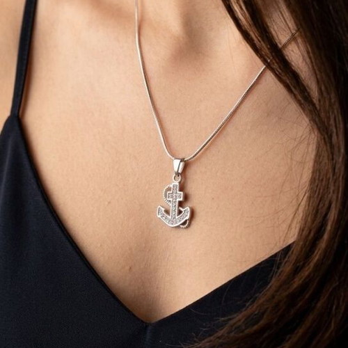 925 Silver Double Heart Pendant with Zircon Stones and Chain