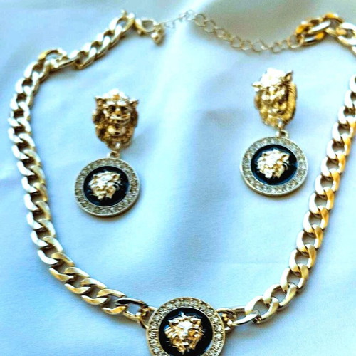 Lion Head jewelry set new, with thick chain and earrings