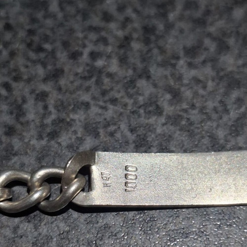 Vintage unisex identity bracelet made of pure silver 1000 used