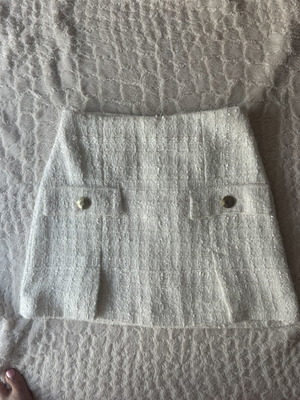 Zara White Textured Mini Skirt New with Tags Size XS