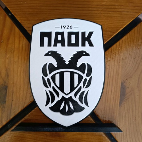 PAOK logo new with stand, 3D printed plastic