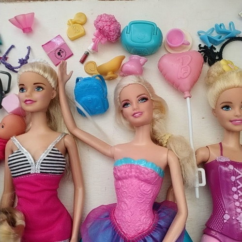 Barbie, Chelsea, Anlily dolls set with stroller and accessories
