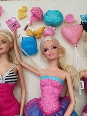 Barbie, Chelsea, Anlily dolls set with stroller and accessories