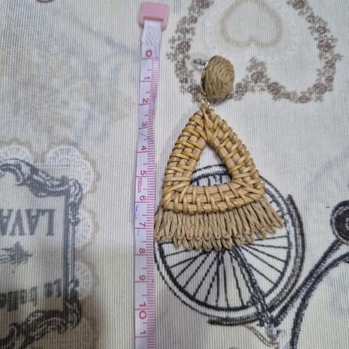 Boho earrings new, straw in natural beige and brown tones