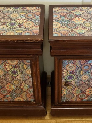 Nightstands used set of two with drawers and cabinet