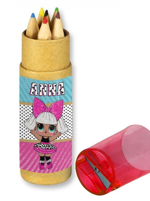 LOL Surprise Colored Pencils with Name, Set of 6, New