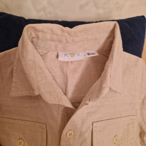 Beige linen long-sleeve shirt for boy 6-9 months like new