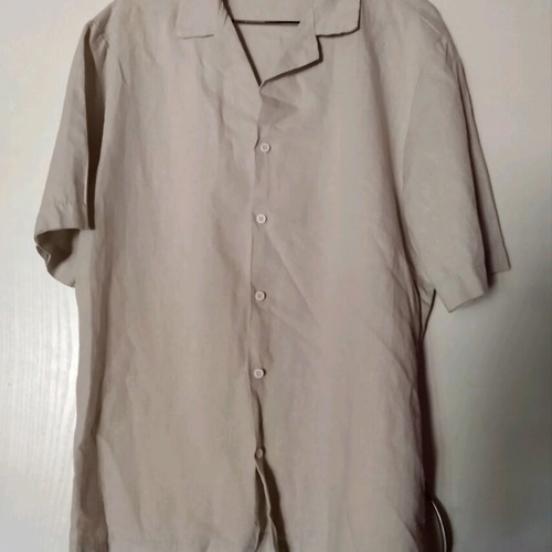 Miz-U linen short sleeve shirt size L beige like new