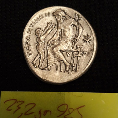 Taras replica ancient coin 23.2gr 925 silver new with stamp