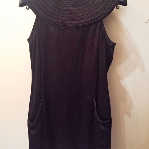 Emporio Armani Satin Dress Black Very Impressive Small Super Mini Neckline Cleopatra