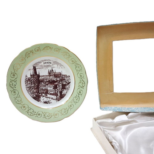 MZ Czechoslovakia Porcelain Plate Praha New, 20 cm in Original Box