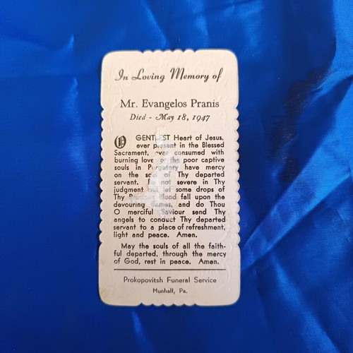 Prayer mourning cards used, set of 6 collectible religious