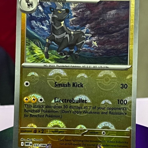 Zebstrika Pokemon Card new WHT 032/086