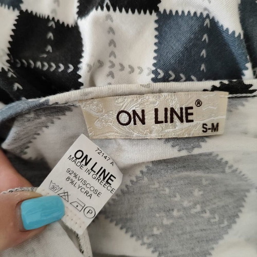 Vintage On Line long-sleeve dress S/M like new, black and white