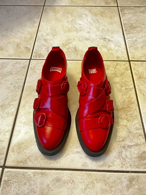 Camper Twins γυναικεία παπούτσια από κόκκινο δέρμα σαν καινούργια