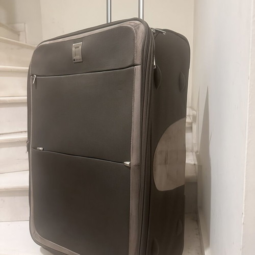 Delsey large travel suitcase like new, fabric with velour details