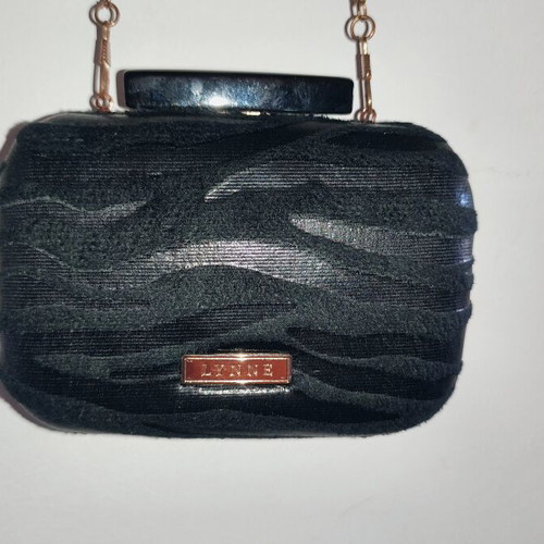 Lynne black embossed fabric handbag