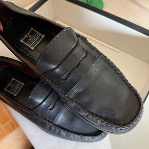 Antica Cuoria black leather men's moccasins used, size 42