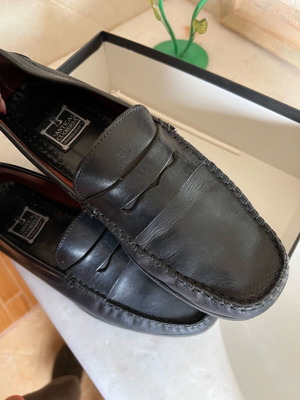 Antica Cuoria black leather men's moccasins used, size 42