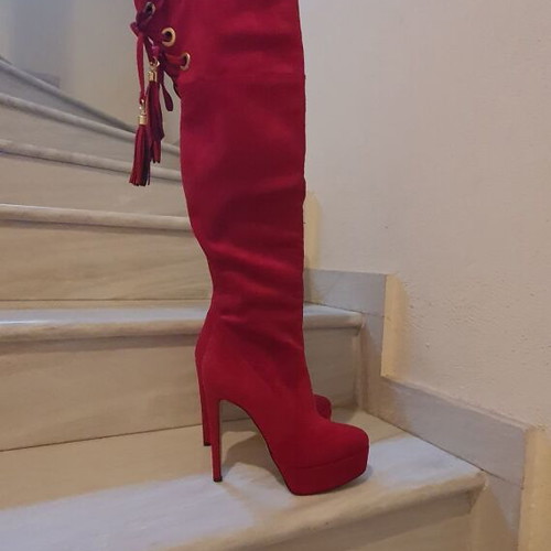 Makis Fardoulis tall boots new, wine red size 36