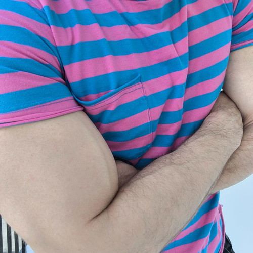 H&M striped T-shirt medium like new pink and blue