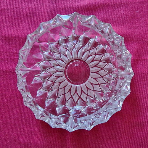 Crystal ashtray vintage used, 17cm decorative design