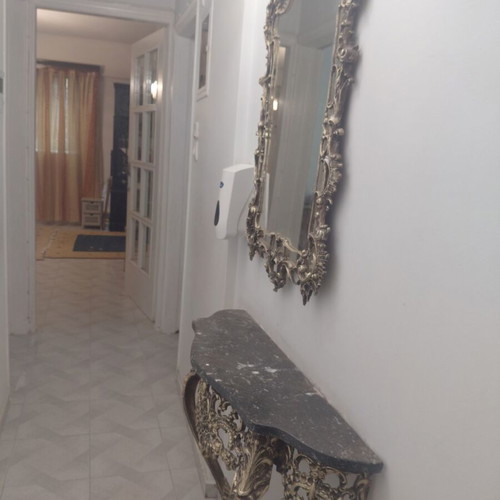 Vintage Baroque Entryway Set with Marble Console, Mirror and Brass Hanger