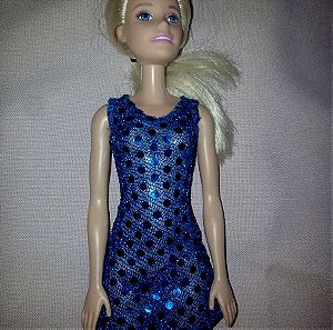 Μίνι ημιδιάφανο μπλε φόρεμα για κούκλα περίπου 30 εκ.