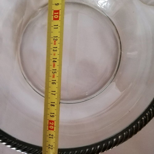 Italian glass bowl used with silver plated rim