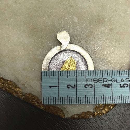 Silver pendant s950 used with enamel and 24K gold leaf