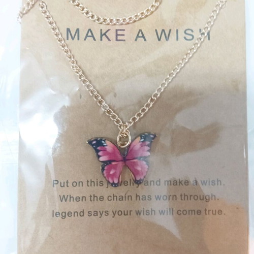 Necklace with butterfly pendant new, gold-colored