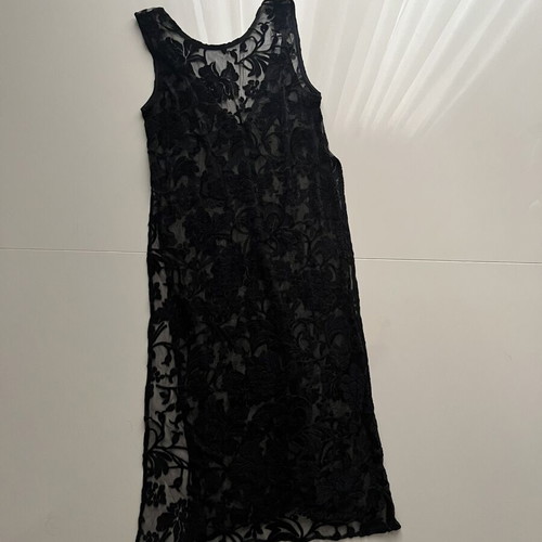 Bershka transparent lace suede dress medium, like new, black