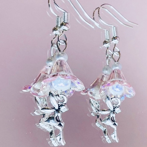 Handmade earrings with fairies from stainless steel, new