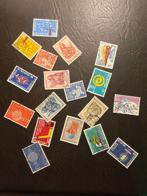 Vintage Swiss Helvetia stamps collection of 16 from the 1960s, new
