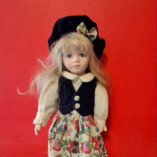 Vintage collectible ceramic doll, 38cm