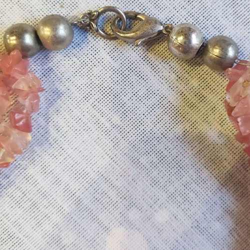 Vintage necklace with pink quartz like new, layered design