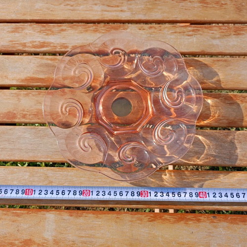 Glass vintage platter used with pink tint