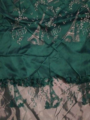 Scarf green like new 30x110
