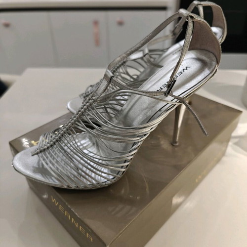 Werner silver evening sandals like new, size 40