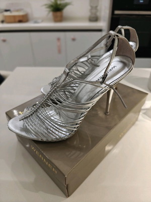 Werner silver evening sandals like new, size 40