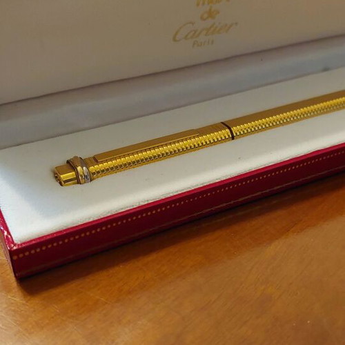 Must de Cartier gold plated ballpoint pen used with original box