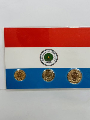 Vintage Paraguay 1953 Uncirculated Coin Set Mint Packaging 3 Coins