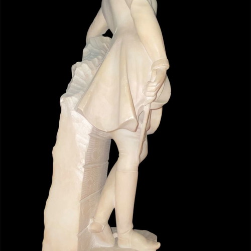 Marble sculpture used, woman in equestrian attire, 53cm, G.Brogi