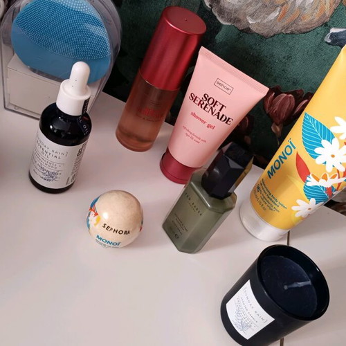 Skin care set new with cream, Sephora bath bomb, Ted Baker mist, essential oil, candle and face cleansing device