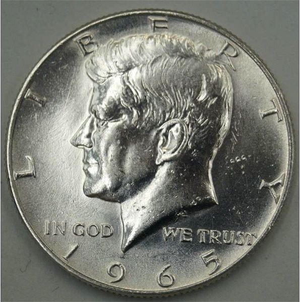 ameriki - Half Dollar 1965, asimenio (akikloforito)