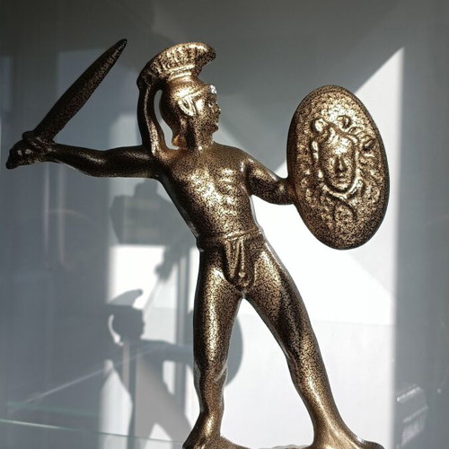Leonidas Greek Metal Statue with Sword and Medusa Shield New